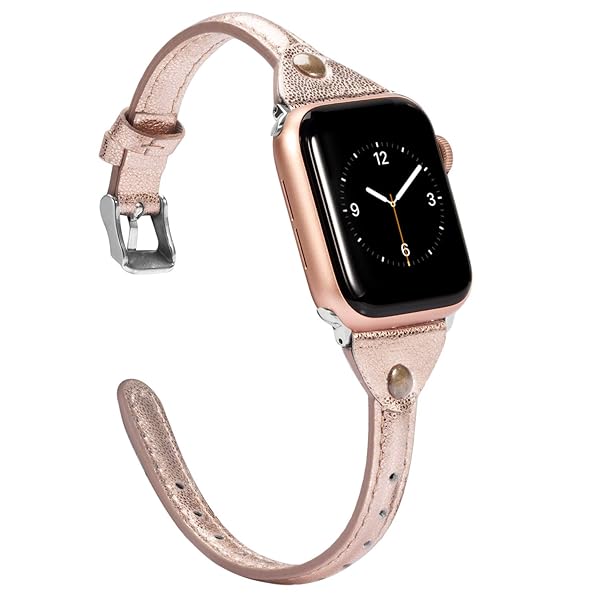 Wearlizer Wearlizer Slim Rivet Leather Apple Watch Bands for All Series Stylish Thin Strap Wristbands for Men and Women - View 2 of 6