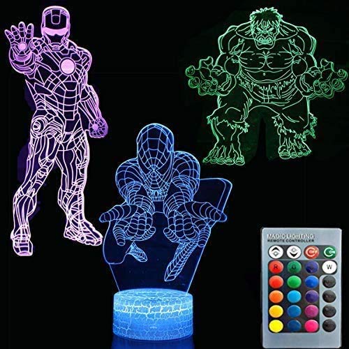 ZYTC ZYTC 3D Super Hero Night Light: 7 Color Changing Desk Lamp for Kids - Perfect Decor for Children's Rooms