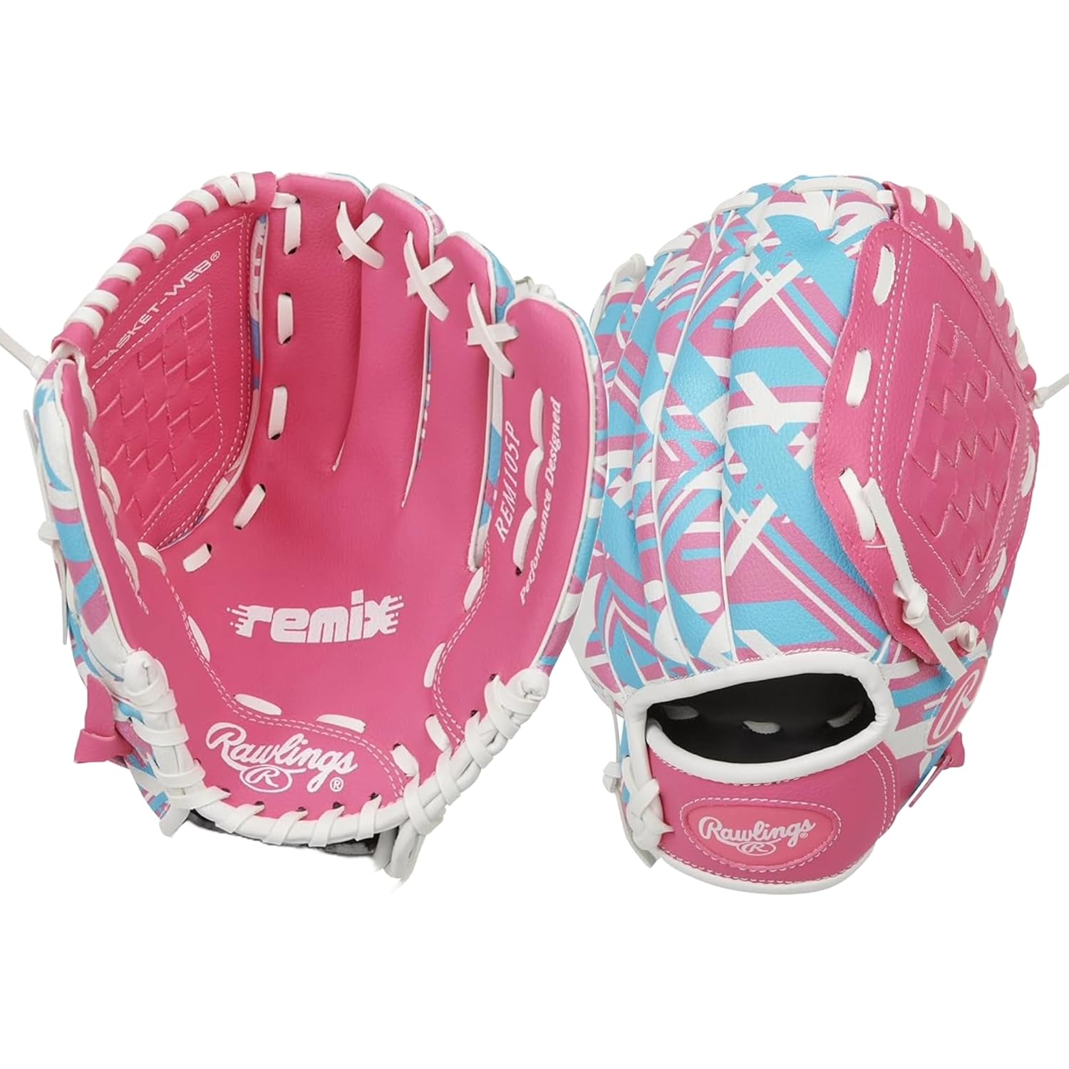Rawlings REMIX T-Ball and Youth Baseball Glove Right Hand Throw 9 Inch Pink