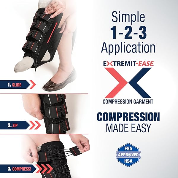 EXTREMIT-EASE EXTREMIT-EASE Compression Garment 30-50 mmHg Lower Leg Wrap for Lymphedema Venous Insufficiency Post-Op Edema Available in XS Regular Black - View 3 of 9