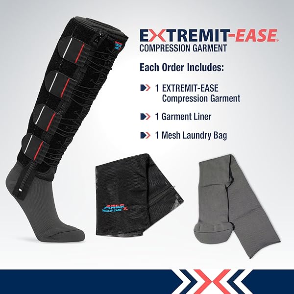 EXTREMIT-EASE EXTREMIT-EASE Compression Garment 30-50 mmHg Lower Leg Wrap for Lymphedema Venous Insufficiency Post-Op Edema Available in XS Regular Black - View 4 of 9
