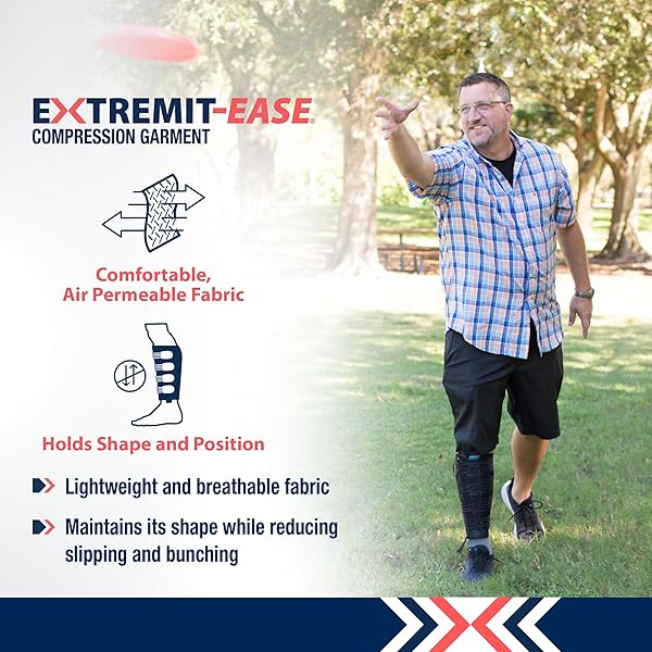 EXTREMIT-EASE EXTREMIT-EASE Compression Garment 30-50 mmHg Lower Leg Wrap for Lymphedema Venous Insufficiency Post-Op Edema Available in XS Regular Black - View 7 of 9
