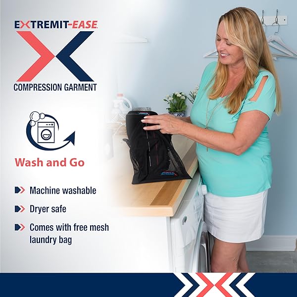 EXTREMIT-EASE EXTREMIT-EASE Compression Garment 30-50 mmHg Lower Leg Wrap for Lymphedema Venous Insufficiency Post-Op Edema Available in XS Regular Black - View 8 of 9