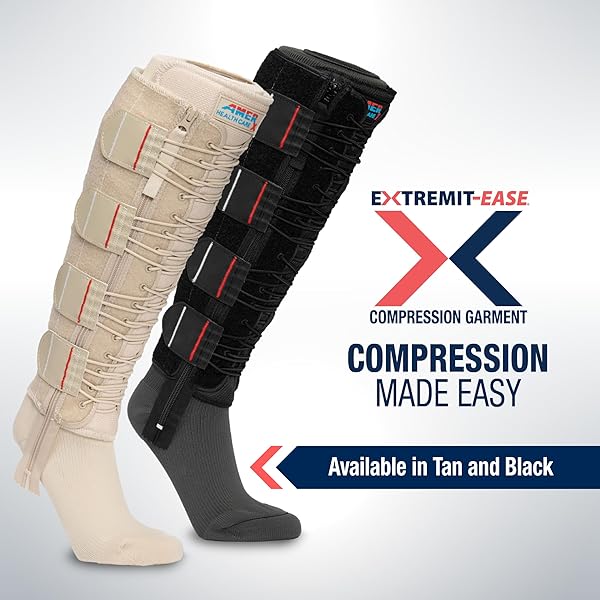 EXTREMIT-EASE EXTREMIT-EASE Compression Garment 30-50 mmHg Lower Leg Wrap for Lymphedema Venous Insufficiency Post-Op Edema Available in XS Regular Black - View 9 of 9