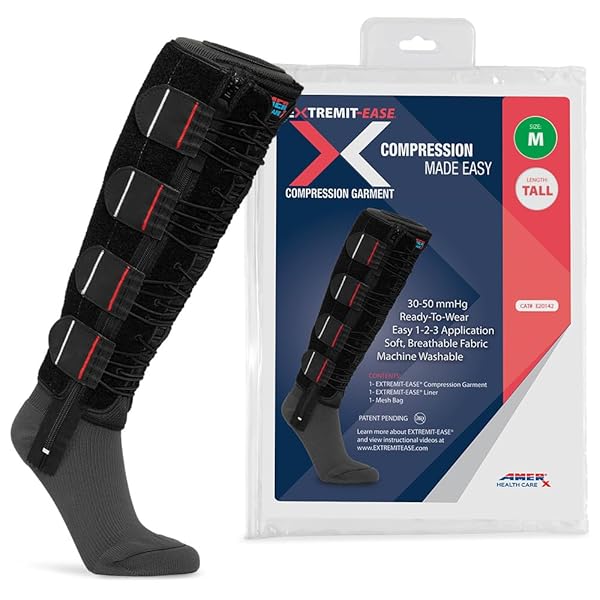 EXTREMIT-EASE EXTREMIT-EASE Compression Garment 30-50 mmHg Lower Leg Wrap for Lymphedema Venous Insufficiency Post-Op Edema Available in XS Regular Black - View 2 of 9