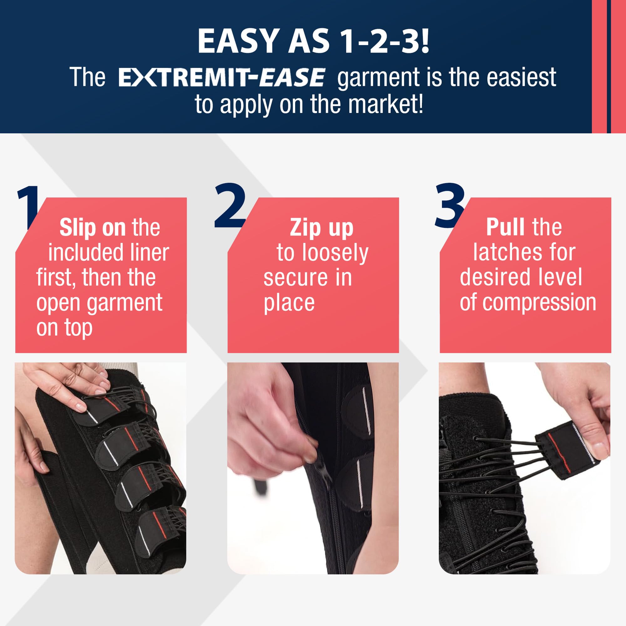 EXTREMIT-EASE EXTREMIT-EASE Compression Garment 30-50 mmHg Lower Leg Wrap for Lymphedema Venous Insufficiency Post-Op Edema Small Tall Black - View 2 of 4