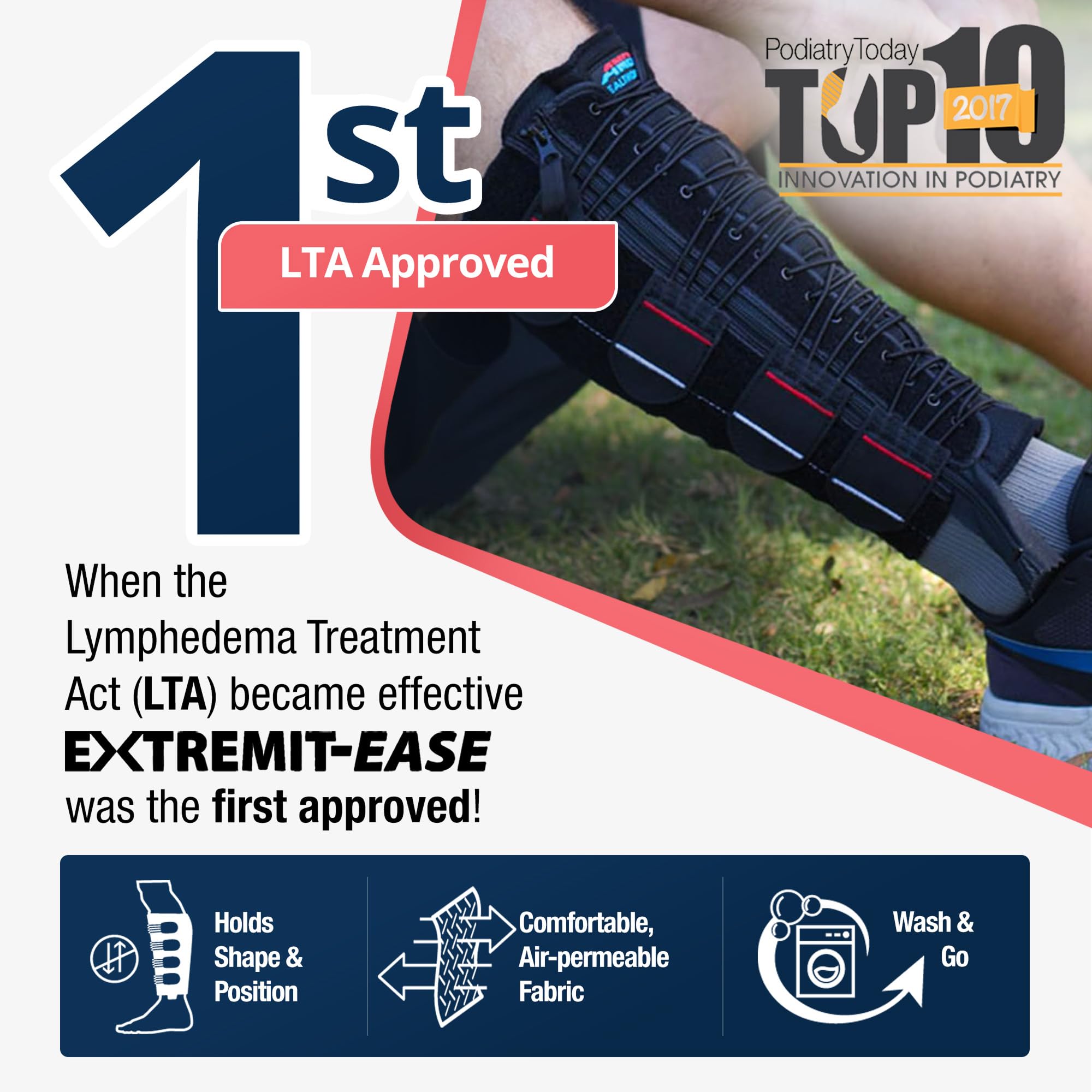 EXTREMIT-EASE EXTREMIT-EASE Compression Garment 30-50 mmHg Lower Leg Wrap for Lymphedema Venous Insufficiency Post-Op Edema Small Tall Black - View 3 of 4