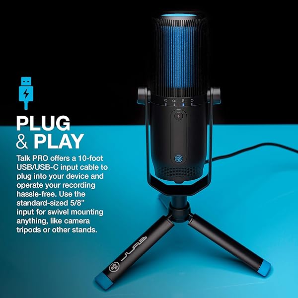 JLab JLab Talk Pro USB Microphone: Versatile Cardioid, Omnidirectional & Stereo with 192k Sample Rate & Quick Mute - View 8 of 9
