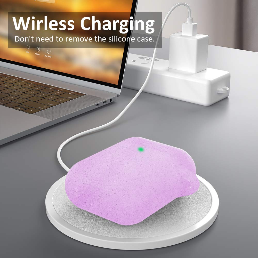 SATLITOG SATLITOG Glitter Purple Silicone Case for Apple AirPods 1 and 2 Wireless and Wired Charging with Front LED Visibility - View 2 of 7