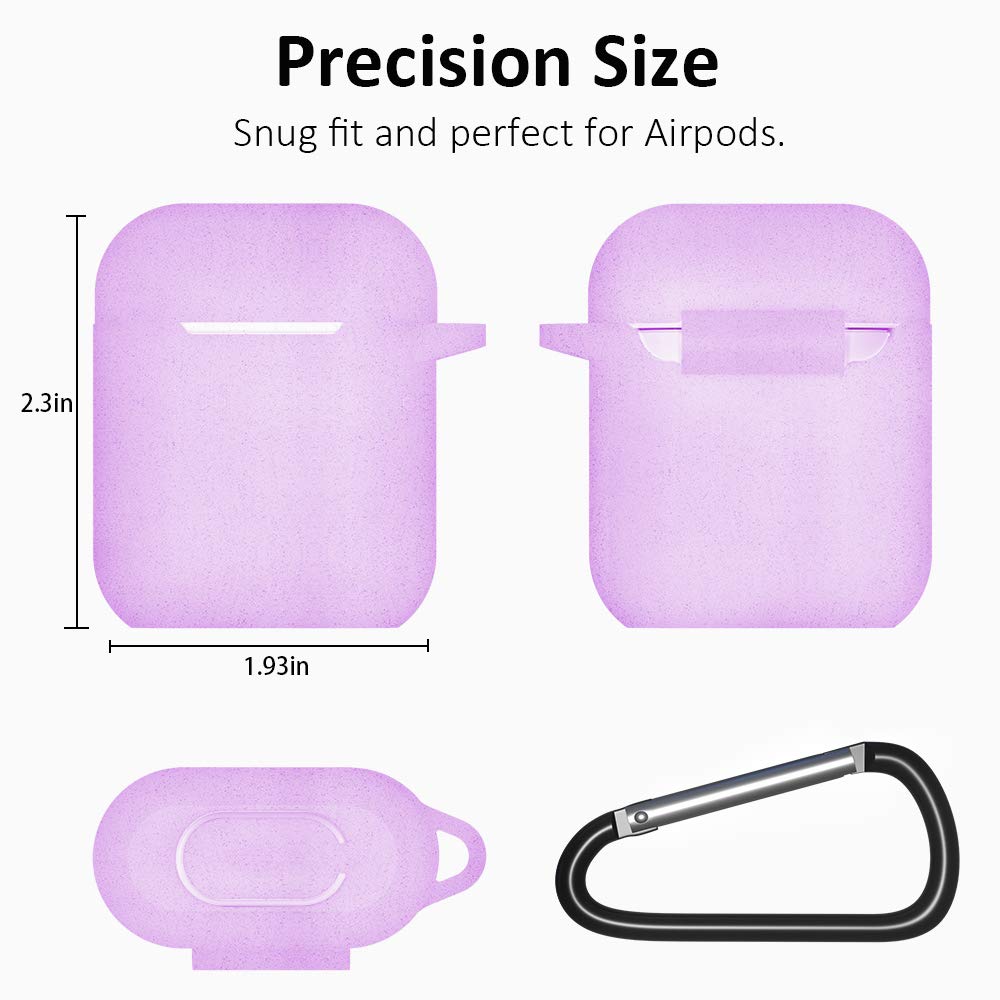 SATLITOG SATLITOG Glitter Purple Silicone Case for Apple AirPods 1 and 2 Wireless and Wired Charging with Front LED Visibility - View 5 of 7