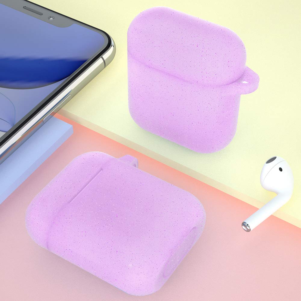 SATLITOG SATLITOG Glitter Purple Silicone Case for Apple AirPods 1 and 2 Wireless and Wired Charging with Front LED Visibility - View 7 of 7