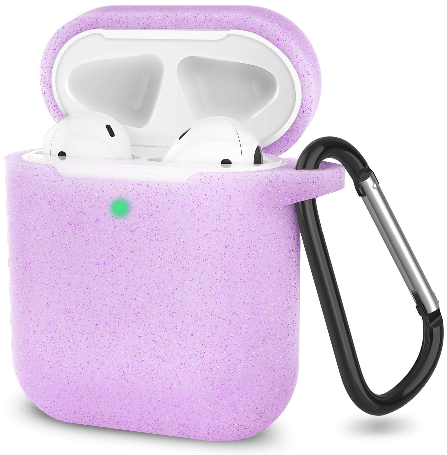 SATLITOG SATLITOG Glitter Purple Silicone Case for Apple AirPods 1 and 2 Wireless and Wired Charging with Front LED Visibility