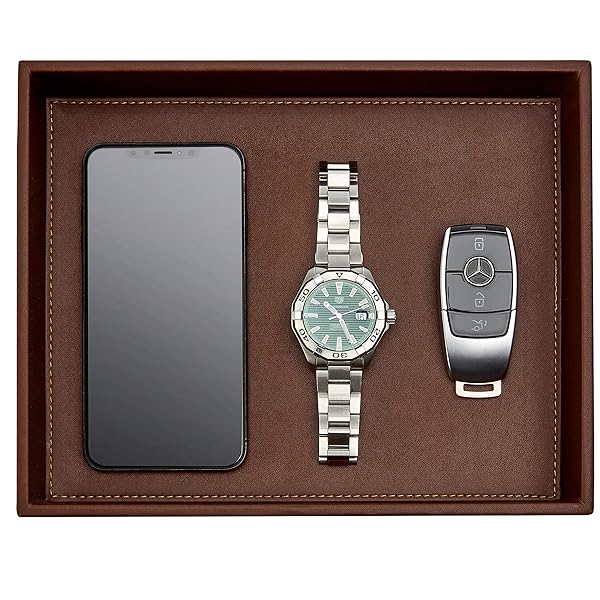 GALLAWAY LEATHER Gallaway Leather Valet Tray for Men - Stylish Nightstand Organizer for Wallets, Keys & More (Dark Brown)