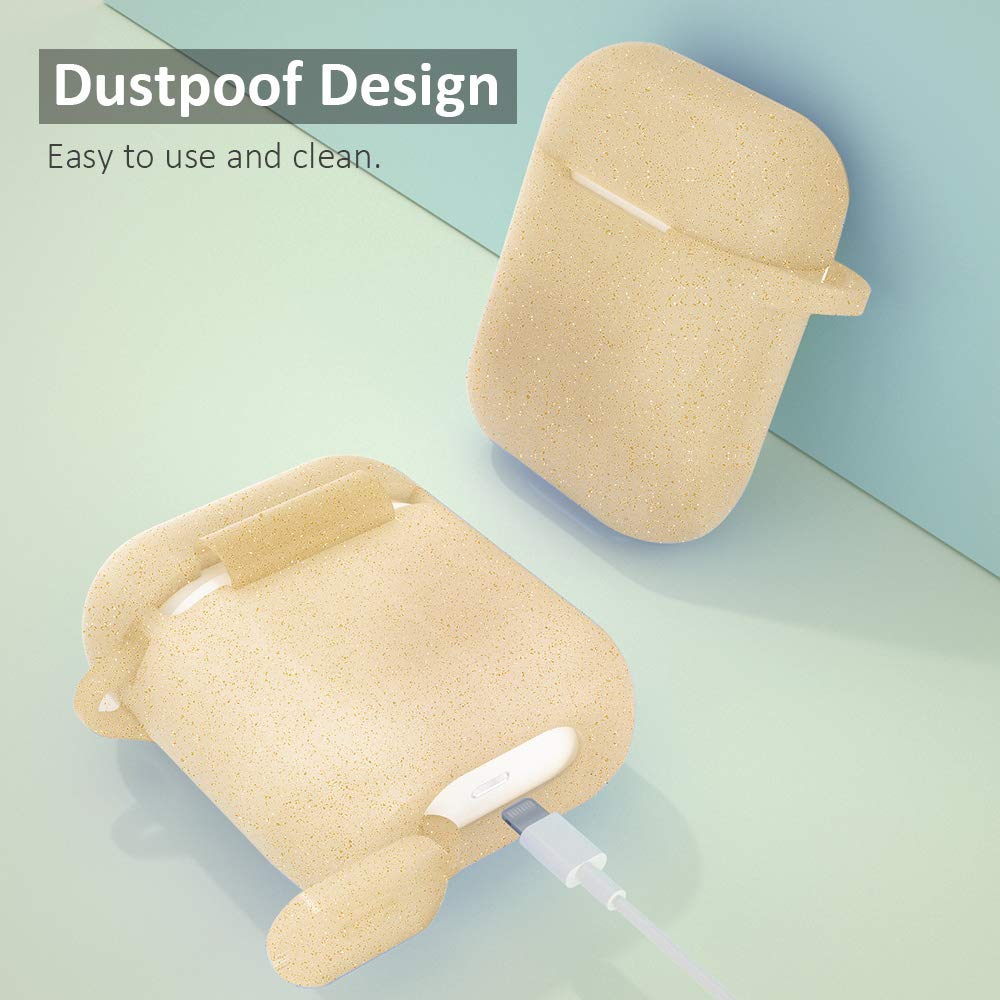 SATLITOG SATLITOG Glitter Gold Silicone Case for Apple AirPods 1 and 2 Wireless and Wired Charging Case with Front LED Visibility - View 4 of 7