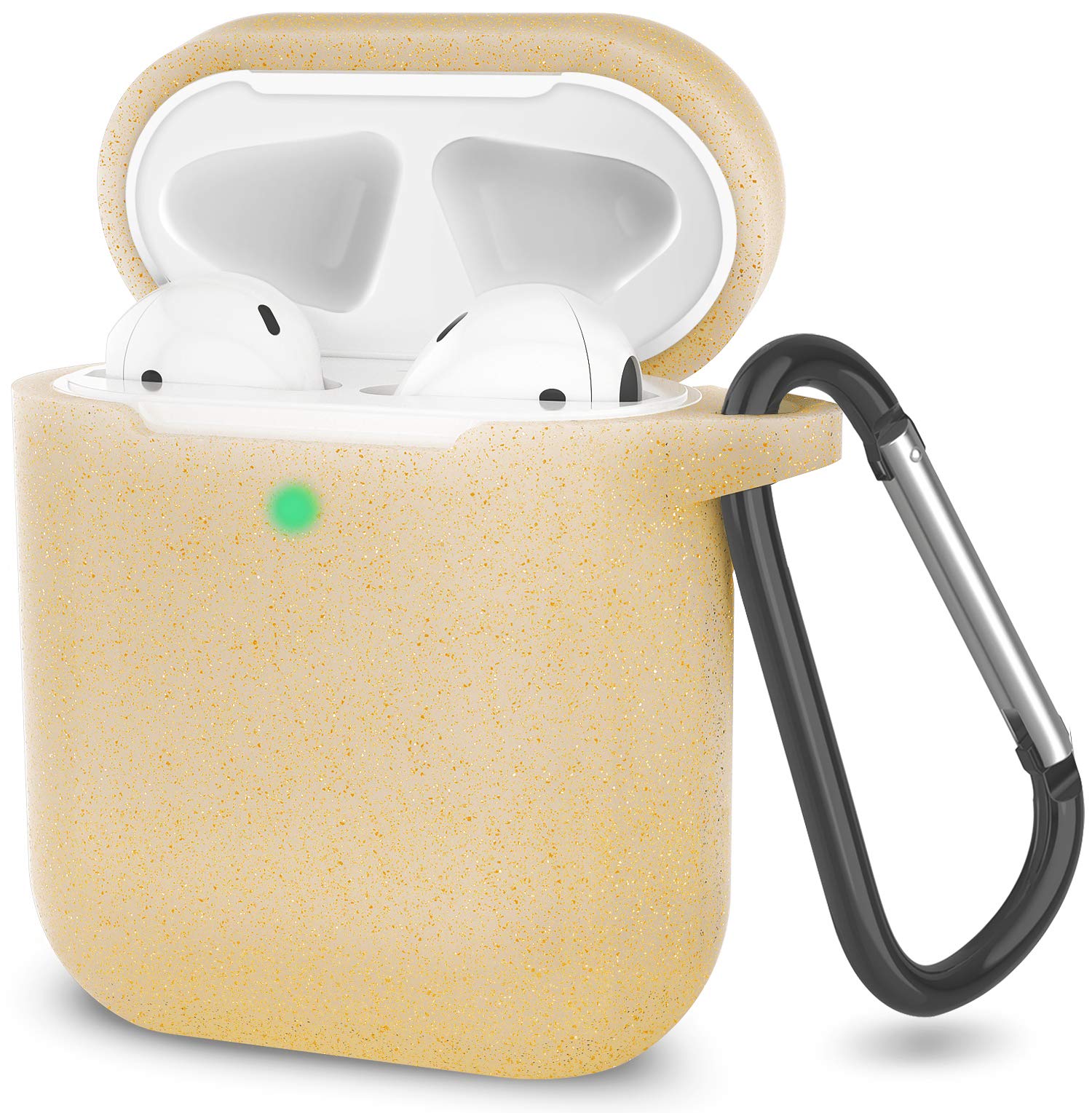 SATLITOG SATLITOG Glitter Gold Silicone Case for Apple AirPods 1 and 2 Wireless and Wired Charging Case with Front LED Visibility