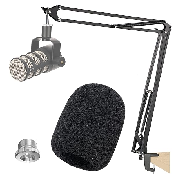 YOUSHARES 20 Inch Rode Podmic Stand with Pop Filter Professional Boom Arm and Windscreen for Rode PodMic Cardioid Dynamic Podcasting Microphone by YOUSHARES - View 2 of 8