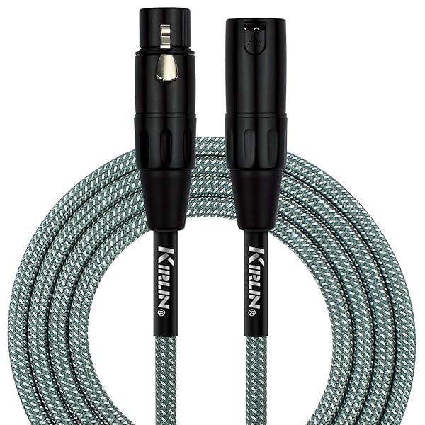 KIRLIN KIRLIN Olive Green Microphone Cable 10ft High Quality Audio Cable for Clear Sound Performance