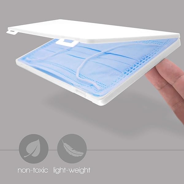 CYBERTECH Portable Mask Storage Box 2 Pack Dustproof Organizer Easy Carry Case with Bonus Adjustable Ear Strap Hooks White - View 4 of 9