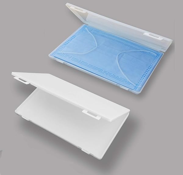 CYBERTECH Portable Mask Storage Box 2 Pack Dustproof Organizer Easy Carry Case with Bonus Adjustable Ear Strap Hooks White - View 2 of 9