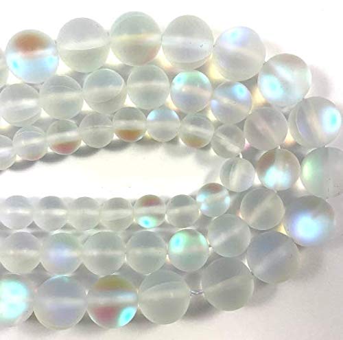 NaFurAhi Beadalgo Frosted Aura Crystal Mermaid Glass Beads 6mm 8mm 10mm 12mm 15 inch Strand for Jewelry Making - View 3 of 5