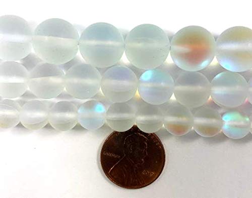NaFurAhi Beadalgo Frosted Aura Crystal Mermaid Glass Beads 6mm 8mm 10mm 12mm 15 inch Strand for Jewelry Making - View 4 of 5