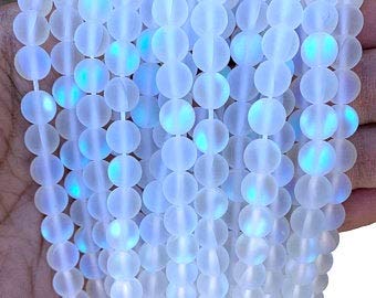 NaFurAhi Beadalgo Frosted Aura Crystal Mermaid Glass Beads 6mm 8mm 10mm 12mm 15 inch Strand for Jewelry Making - View 2 of 5