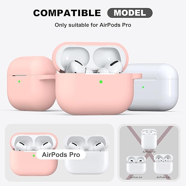 R-fun Rfun AirPods Pro 2nd 1st Generation Case with Cleaner Kit Soft Silicone Cover Sand Pink for Women Men Accessories with Keychain - View 6 of 9