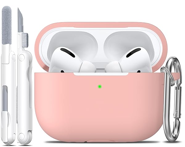 R-fun Rfun AirPods Pro 2nd 1st Generation Case with Cleaner Kit Soft Silicone Cover Sand Pink for Women Men Accessories with Keychain - View 3 of 9
