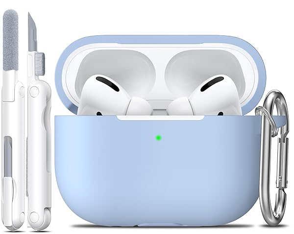 R-fun Rfun Soft Silicone Protective Case for AirPods Pro 2nd 1st Generation with Cleaner Kit and Keychain Sky Blue for Men and Women - View 2 of 9