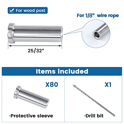 Muzata "Muzata 80 Pack T316 Stainless Steel Cable Railing Kit for Wood Posts - 1/8" Deck System Hardware" - View 4 of 10