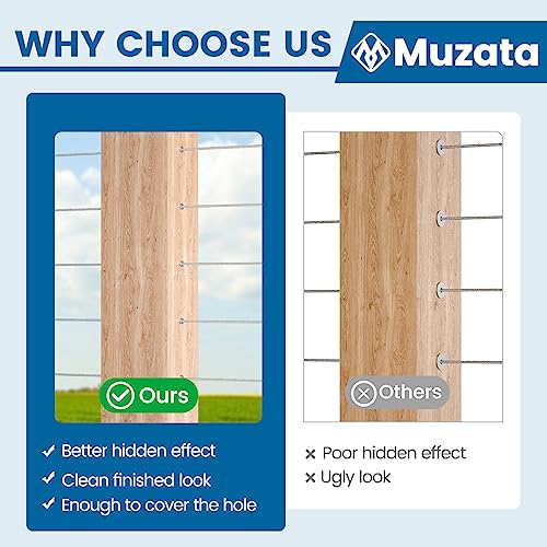 Muzata "Muzata 80 Pack T316 Stainless Steel Cable Railing Kit for Wood Posts - 1/8" Deck System Hardware" - View 5 of 10