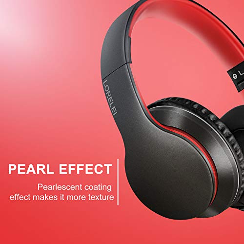 LORELEI LORELEI X6 Lightweight Over-Ear Headphones with Microphone Portable Stereo Bass Wired for Smartphone Tablet MP3 Black-Red - View 3 of 7