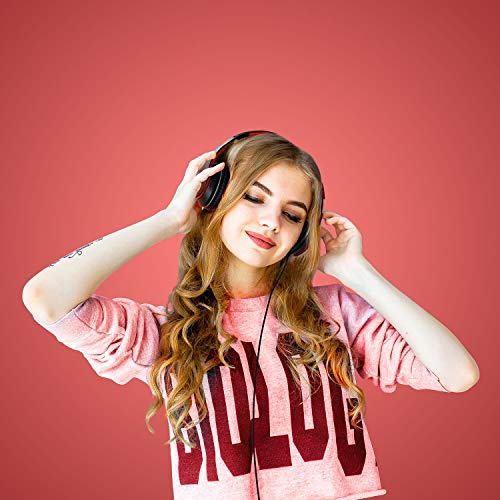LORELEI LORELEI X6 Lightweight Over-Ear Headphones with Microphone Portable Stereo Bass Wired for Smartphone Tablet MP3 Black-Red - View 7 of 7