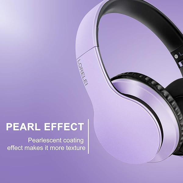 LORELEI LORELEI X6 Lightweight Over-Ear Headphones with Microphone Portable Stereo Bass Wired for Smartphone Tablet MP3 Purple-Black - View 3 of 7