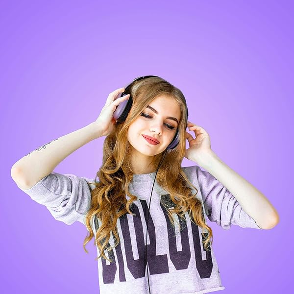 LORELEI LORELEI X6 Lightweight Over-Ear Headphones with Microphone Portable Stereo Bass Wired for Smartphone Tablet MP3 Purple-Black - View 6 of 7