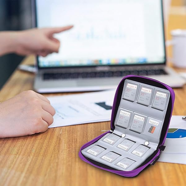 Eco-Fused Eco-Fused Memory Card Case: 44 Slot Holder for SD, Micro SD & CF - Perfect for Travel with Cleaning Cloth & Labels - View 6 of 9