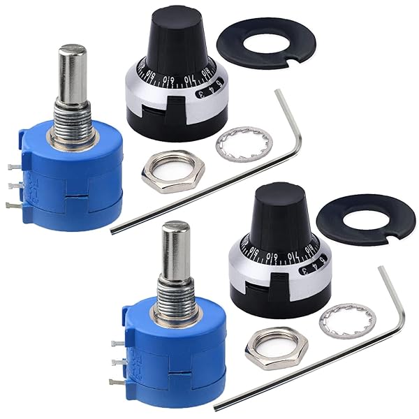 CenryKay CenryKay 2PCS 3590S 5kohm 10 Turn Rotary Wire Wound Precision Potentiometer with Adjustable Resistor Counting Dial Knob