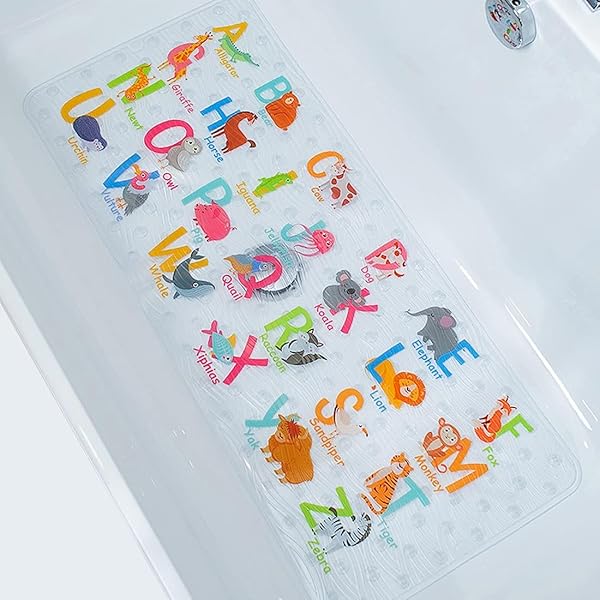 BEEHOMEE Non-Slip Cartoon Bath Mats for Kids - BEEHOMEE XL Machine Washable Shower Mat (35x16) - Safe & Fun for Toddlers!