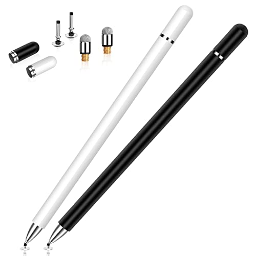 High Sensitivity Stylus Pens for Touchscreens - 2 Pack Magnetic Disc for iPad, iPhone, Android & More