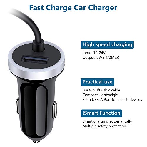 ANDHOT Fast USB C Car Charger 3.4A + 3ft Type C Cable for Samsung Galaxy, LG, Moto & Google Pixel - Quick Charge Anywhere! - View 5 of 9