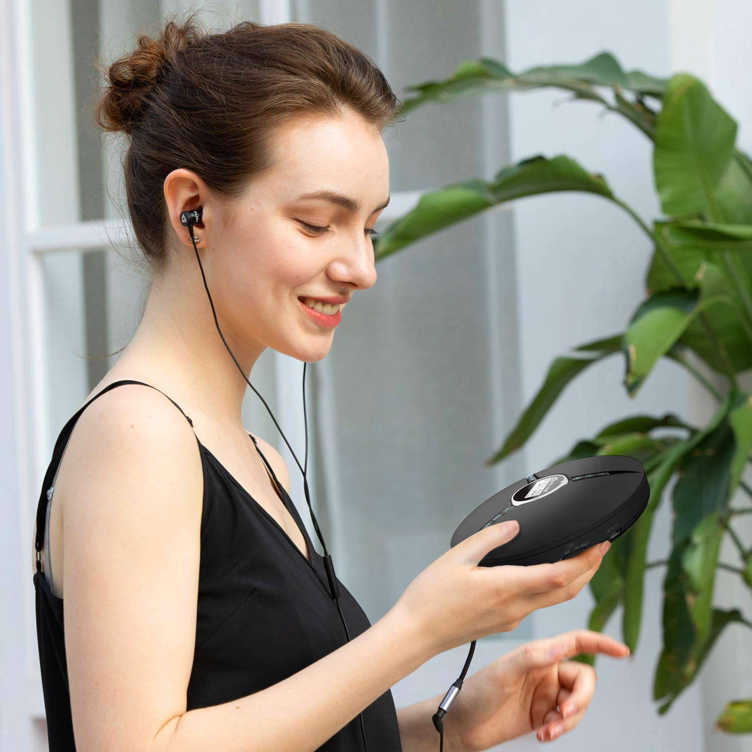 KLIM KLIM Discman Portable CD Player with Headphones Built-in Battery Compatible with SD Card CD MP3 WMA 5 EQ Effects Black - View 4 of 6