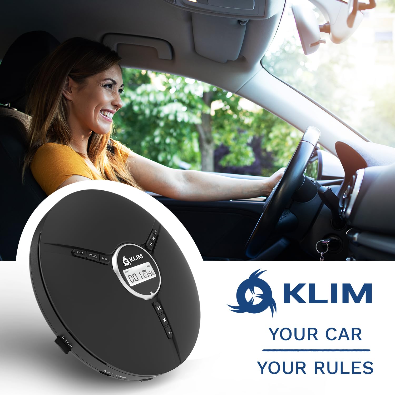 KLIM KLIM Discman Portable CD Player with Headphones Built-in Battery Compatible with SD Card CD MP3 WMA 5 EQ Effects Black - View 6 of 6