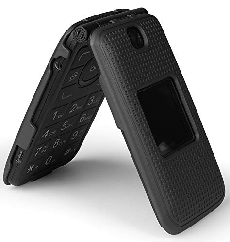 Nakedcellphone Alcatel Go Flip V Case with Clip Black Snap-On Cover and Rotating Belt Holster Combo for MyFlip 4G AT&T Cingular Flip 2 A405DL 4051s 4044 A405 - View 9 of 10