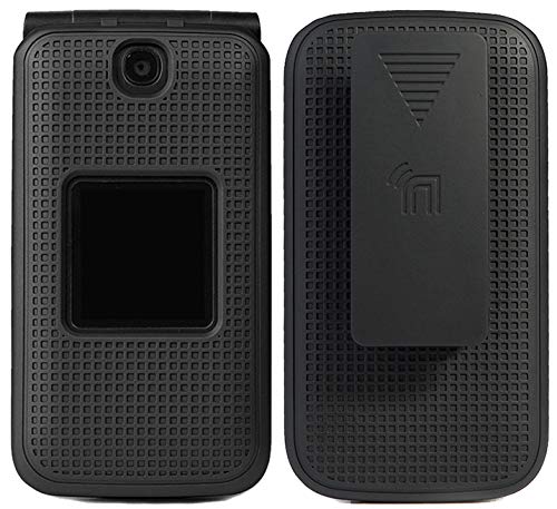 Alcatel Go Flip V Case with Clip Black Snap-On Cover and Rotating Belt Holster Combo for MyFlip 4G AT&T Cingular Flip 2 A405DL 4051s 4044 A405