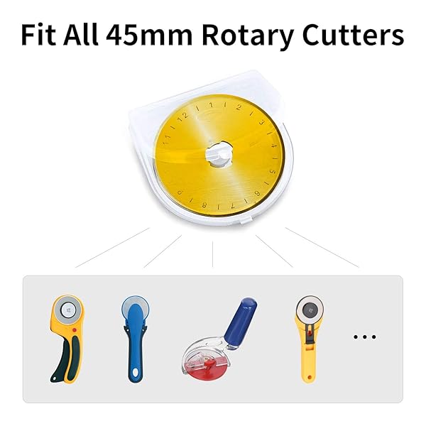 AITRAI Titanium Rotary Cutter Blades 45mm 10 Pack Replacement Blades for Quilting Scrapbooking Sewing Arts Crafts Improved Sharpness - View 7 of 8
