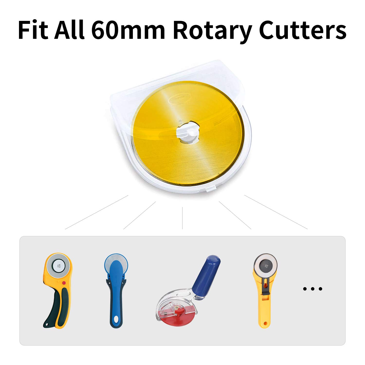 Titanium Rotary Cutter Blades 60mm 10 Pack Replacement Blades for Quilting Scrapbooking Sewing Arts Crafts - View 6 of 7