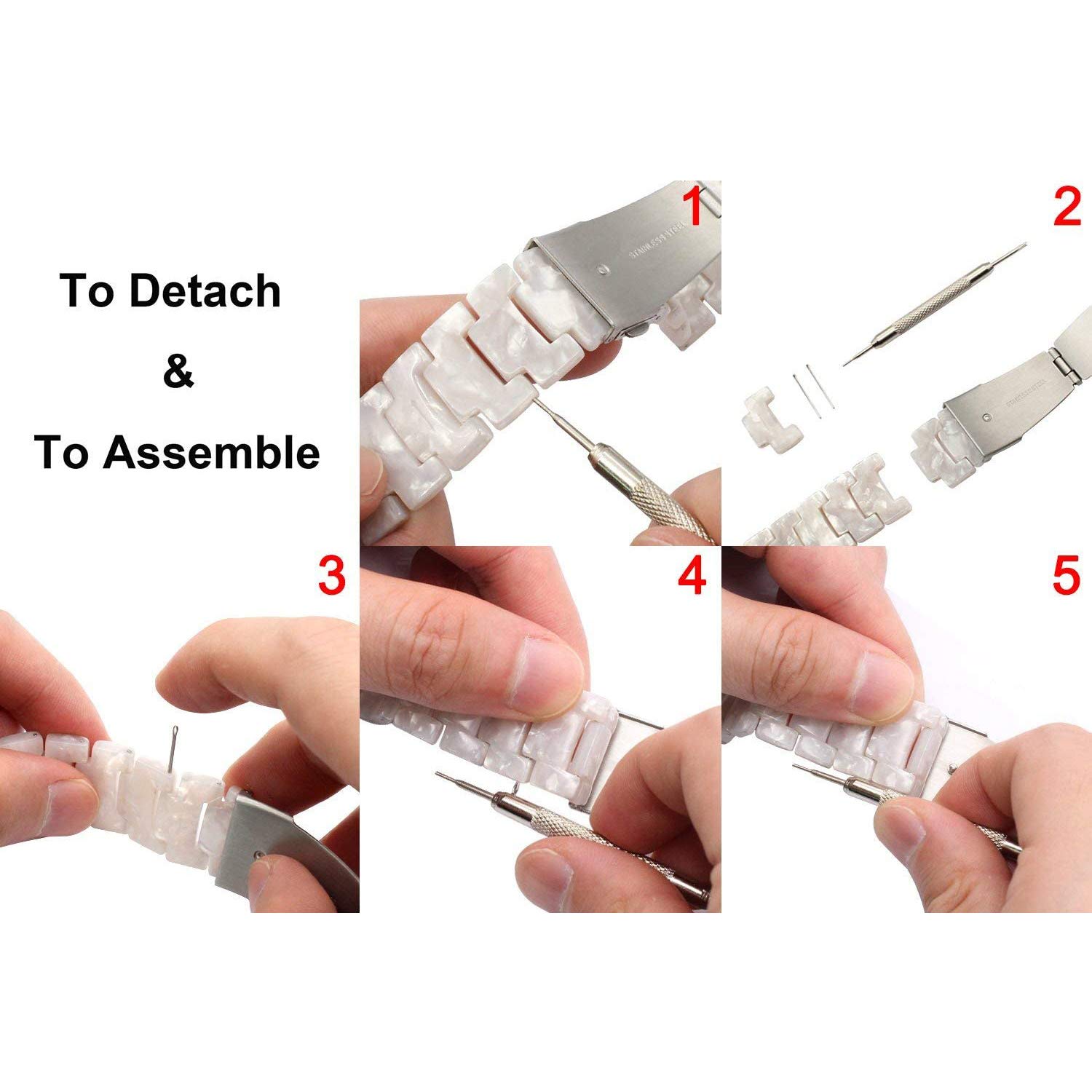 Wongeto Resin Bands for Fitbit Charge 4 Charge 3 SE Replacement Wrist Accessory Rose Gold Buckle Fitness Straps Bracelet for Women Men Pear White - View 4 of 6