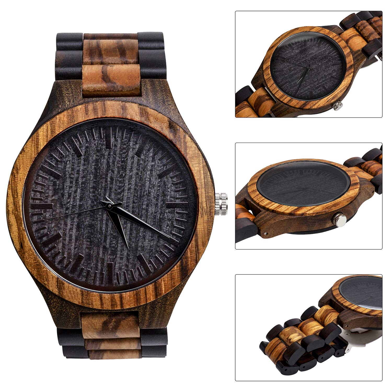 KOSTING Custom Engraved Wooden Watch for Son Personalized Gift for Anniversary Christmas Birthday Father's Day Graduation Valentine's Day - View 2 of 8
