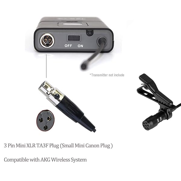Sujeetec Sujeetec Lavalier Microphone Compatible with AKG Samson Wireless Transmitter Unidirectional Condenser Mini XLR TA3F Plug - View 4 of 9