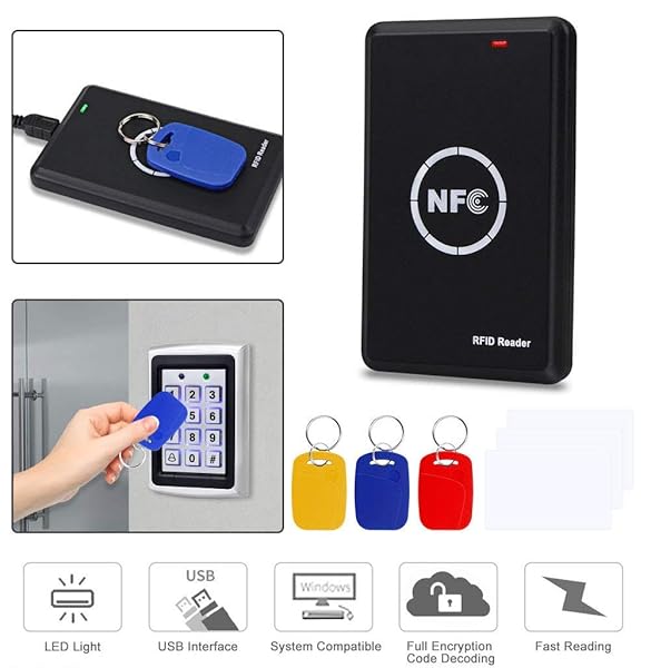 LEXI LEXI RFID NFC Duplicator: 125KHz Key Fob Copier & 13.56MHz Smart Card Writer with USB, UID/T5577 Cards & Software - View 5 of 10